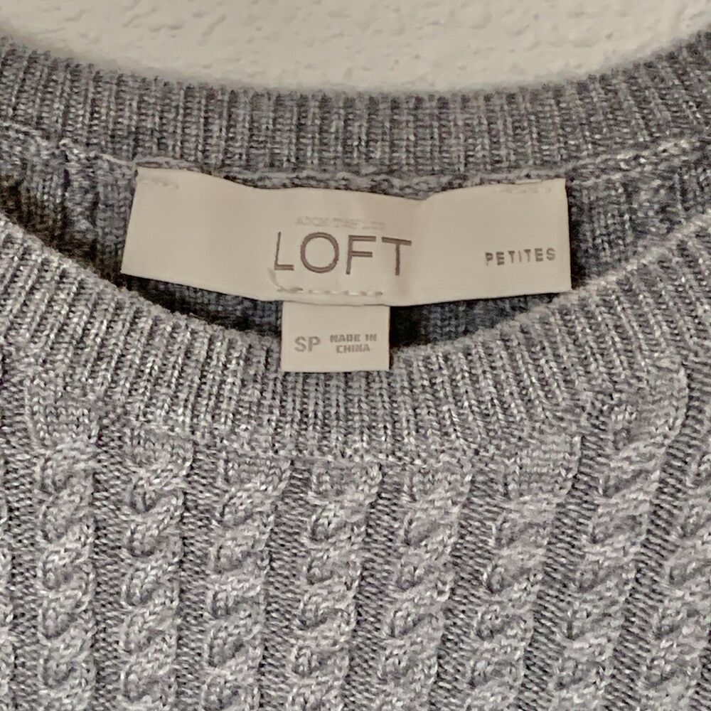 Loft Womens Gray Sweater Dress Fit & Flare Wool Blend Defined Waist Small Petite - Picture 5 of 7